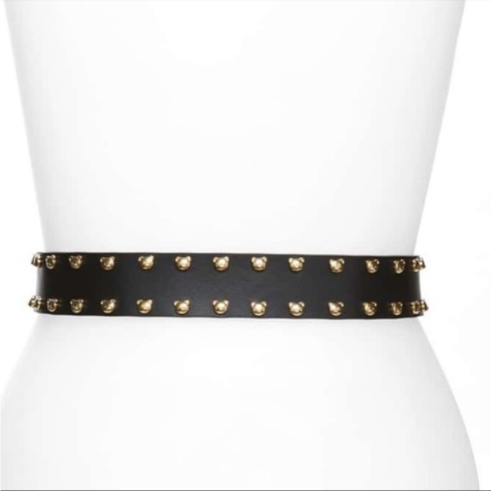 BLOWOUT SALE!!! FINAL!! Moschino
unisex logo teddy bear studed Leather
belt NWT - Picture 2 of 7
